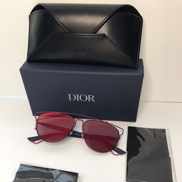 New - 💯 original DiorTechnologic Mirrored Metal Sunglasses, Matte Red/Blue - Picture 8 of 14
